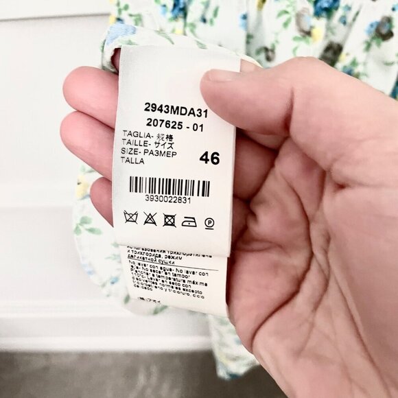 MSGM Italy Floral Short Sleeve White Dress Size IT 46/ Size L - Picture 5 of 8